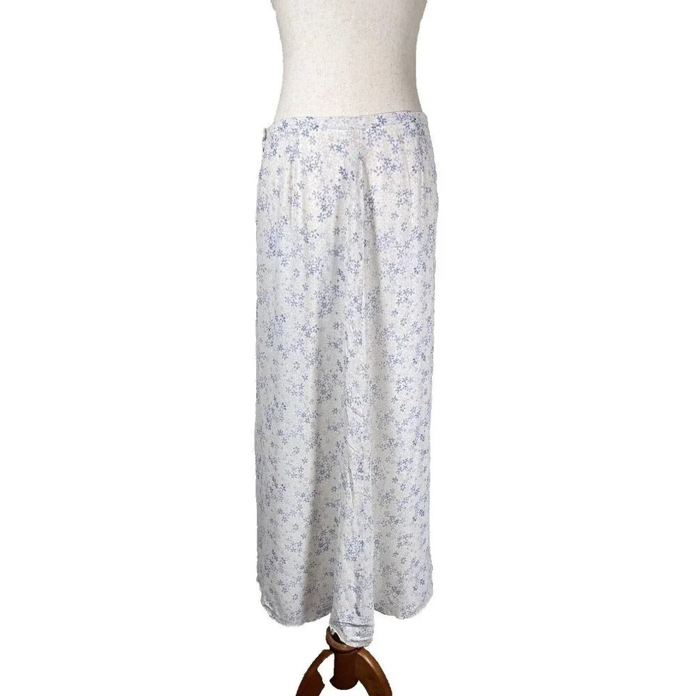 J Crew Floral Midi Skirt Size 12nWhite‎ Purple Bohemian Fairy Cottagecore Girly